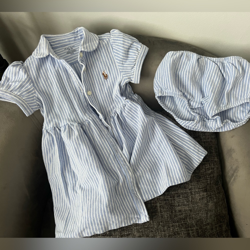 Ralph Lauren Blue and White Striped Kids Dress